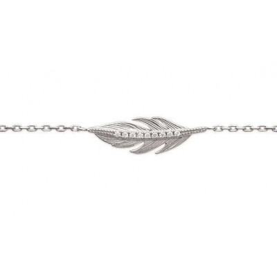 Bracelet plume en argent rhodié et zircon pour femme - Sara - Lyn&Or Bijoux