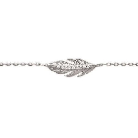 Bracelet plume en argent rhodié et zircon pour femme - Sara - Lyn&Or Bijoux