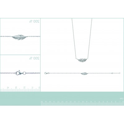Collier plume pour femme, argent et zircon, accessoire tendance - Lyn&Or Bijoux