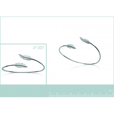 Bracelet Jonc plume en argent rhodié et zircon - Sara - Lyn&Or Bijoux