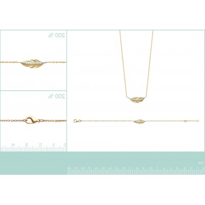 Collier plume en plaqué or et zircon - Abela - Lyn&Or Bijoux