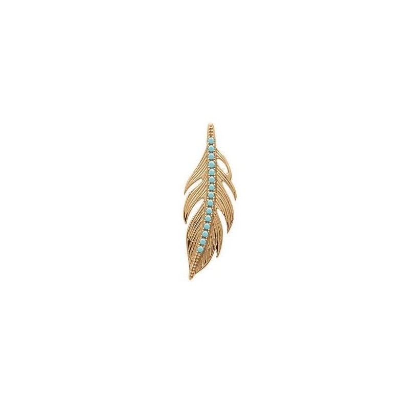 Pendentif plume en plaqué or et pierre turquoise pour femme - Cavana - Lyn&Or Bijoux