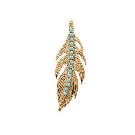 Pendentif plume en plaqué or et pierre turquoise pour femme - Cavana - Lyn&Or Bijoux
