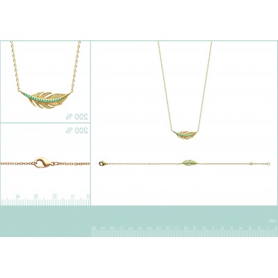 Bracelet plume en plaqué or et pierre turquoise - Cavana - Lyn&Or Bijoux