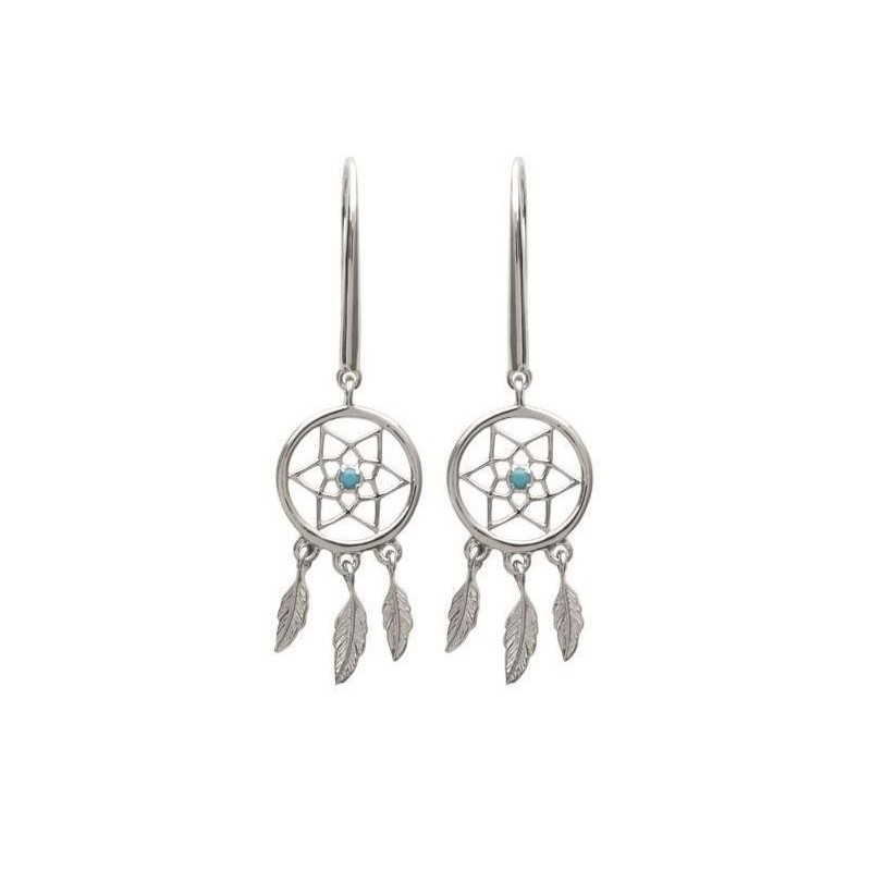 boucles d'oreilles femme, Argent & pierre turquoise - Attrape - rêve - Lyn&Or Bijoux