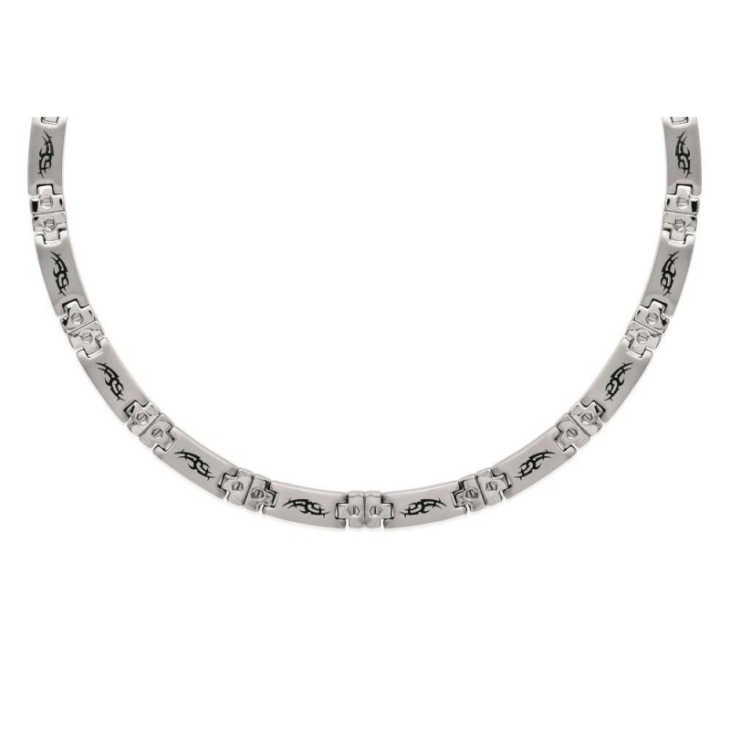 collier homme acier et noir collier homme acier et noir