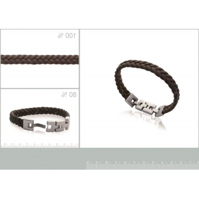 Bracelet tressé en cuir marron et acier pour homme, Bijoux tendance homme - Lyn&Or Bijoux