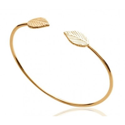 Bracelet Jonc pour femme en plaqué or - Feuille - Lyn&Or Bijoux