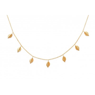 Collier pour femme en plaqué or - Feuille - Lyn&Or Bijoux