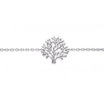 Gourmette Arbre de Vie en argent rhodié pour femme - Athéna - Lyn&Or Bijoux