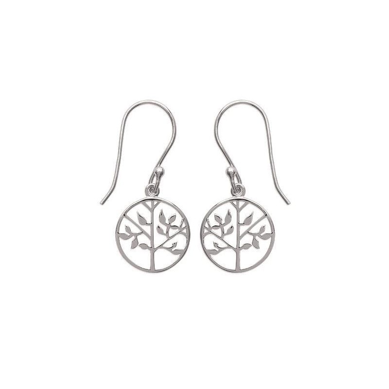 Boucles d'oreille femme, Arbre de vie en argent rhodié - Signature - Lyn&Or Bijoux
