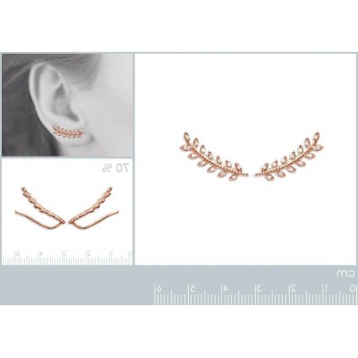 Boucles Contours d'oreille en plaqué or rose et zircon pour femme - Lyn&Or Bijoux