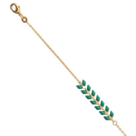 Bracelet femme en plaqué or et émail vert - Lucinda - Lyn&Or Bijoux