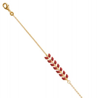 Bracelet femme en plaqué or et émail rouge - Lucinda - Lyn&Or Bijoux