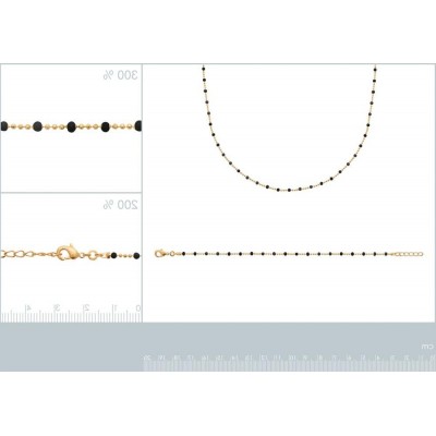 Collier femme, plaqué or et émail noir - Bijoux femme - Lyn&Or Bijoux