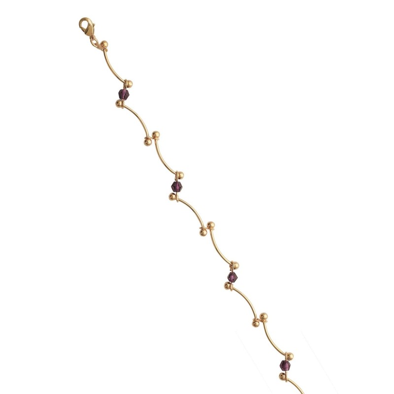 Bracelet Swarovski violet pour femme en plaqué or - Délicatesse - Lyn&Or Bijoux