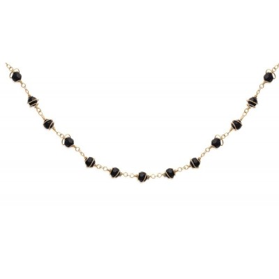 Collier noir, onyx synthétique et plaqué or pour femme - Mystère - Lyn&Or Bijoux