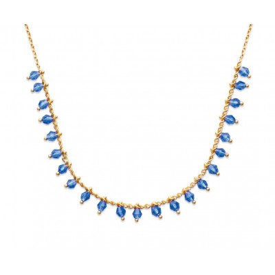 Collier femme en plaqué or et cristal de Swarovski Bleu - Tik - Lyn&Or Bijoux