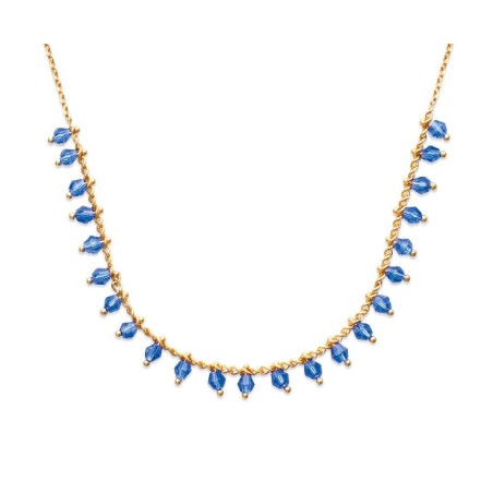 Collier femme en plaqué or et cristal de Swarovski Bleu - Tik - Lyn&Or Bijoux