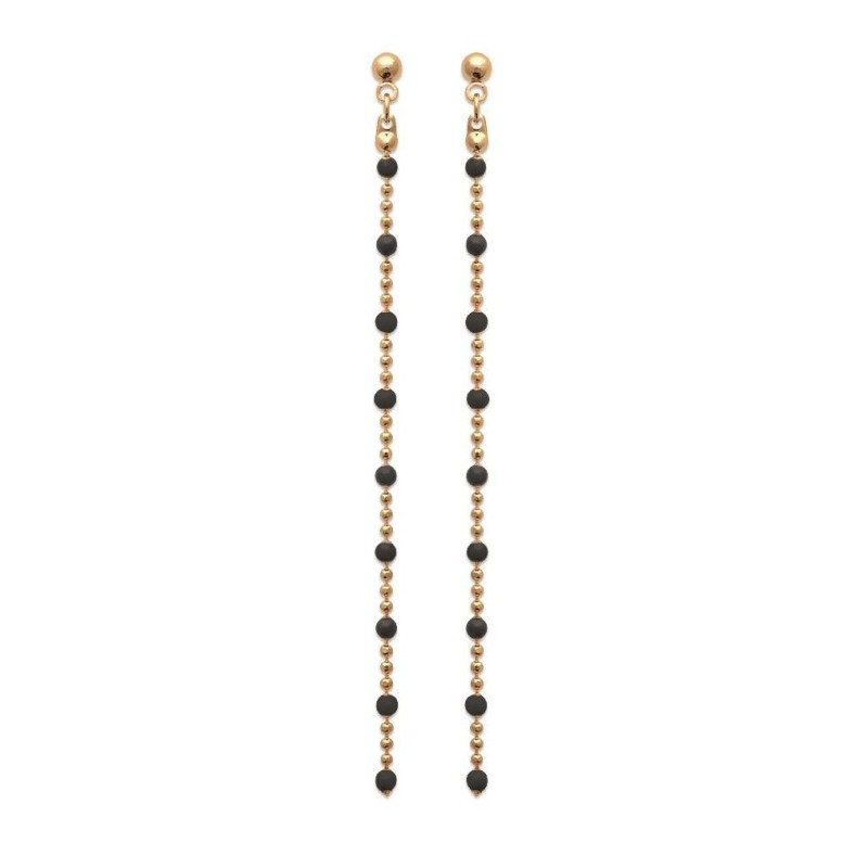 Boucles d'oreilles pendantes noires en plaqué or - Bijoux femme Boucles d'oreilles pendantes noires en plaqué or - Bijoux femme