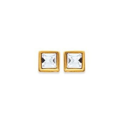 boucles d'oreilles puces, Swarovski carré serti en plaqué or - Danny - Lyn&Or Bijoux