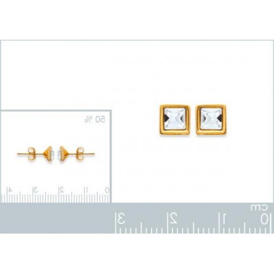 boucles d'oreilles puce, cristal de swarovski carré, plaqué or - Lyn&Or Bijoux