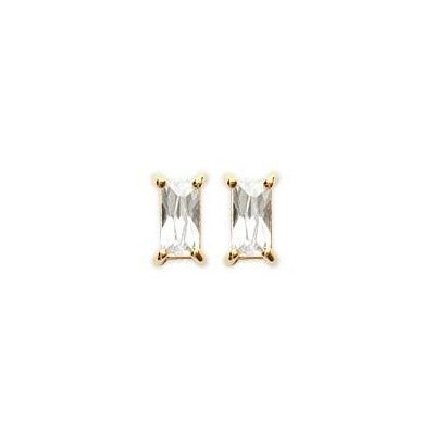 boucles d'oreilles puces zircon rectangle en plaqué or - Lyn&Or Bijoux