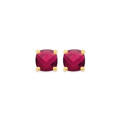 boucles d'oreilles rubis synthétique carré et plaqué or - Ely - Lyn&Or Bijoux