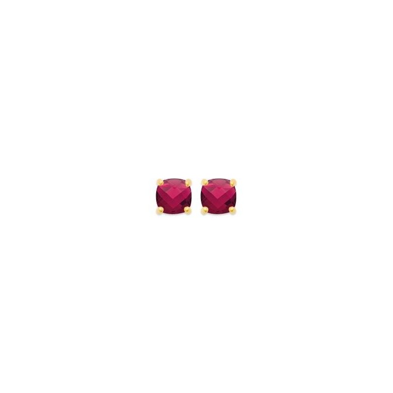 boucles d'oreilles rubis synthétique carré et plaqué or - Ely - Lyn&Or Bijoux
