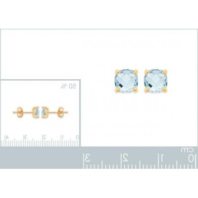boucles d'oreilles pierre bleue aigue marine synthétique carrée - Lyn&Or Bijoux