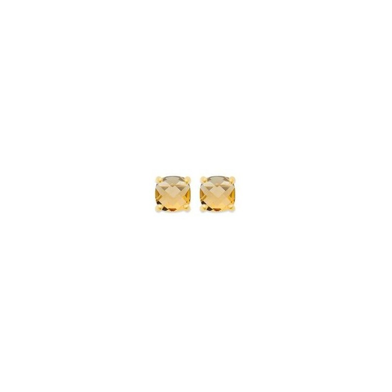 boucles d'oreilles femme, pierre jaune carrée & plaqué or - Ely - Lyn&Or Bijoux