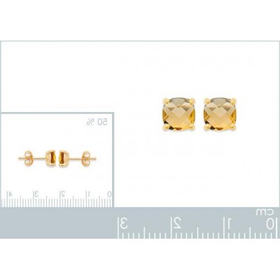 boucles d'oreilles pierre jaune synthétique, plaqué or - Lyn&Or Bijoux