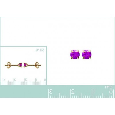boucles d'oreilles puces, pierre rose synthétique 4 mm - Lyn&Or Bijoux