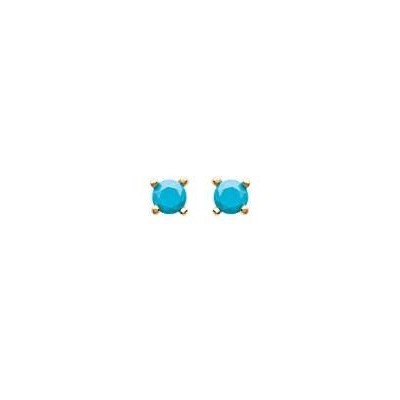Boucles d'oreille puces avec turquoise synthétique 3 mm - Lyn&Or Bijoux