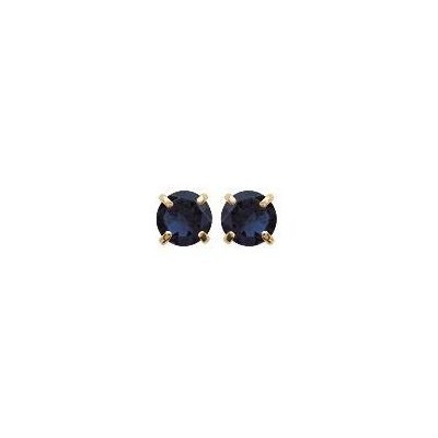 Boucles d'oreille puces avec pierre bleu foncé synthétique 4 mm - Lyn&Or Bijoux