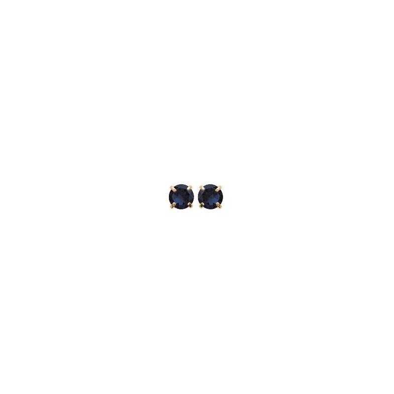 boucles d'oreilles puces avec pierre bleu foncé synthétique 4 mm - Lyn&Or Bijoux