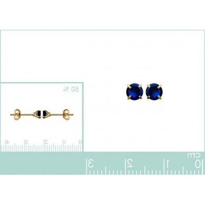 boucles d'oreilles puces, pierre bleu synthétique 4 mm - Lyn&Or Bijoux