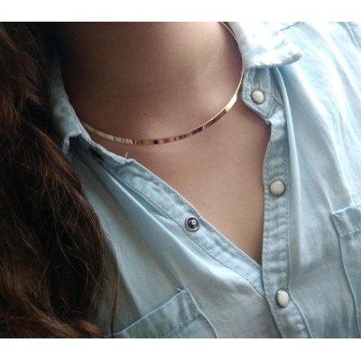 Collier femme ras - de - cou plaqué or rigide - Lyn&Or Bijoux