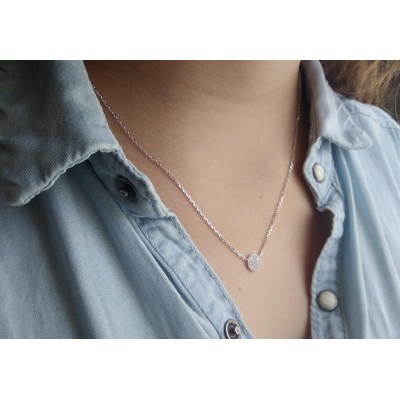 Bijou femme: collier + pendentif rond en argent et oxyde de zirconium - Lyn&Or Bijoux