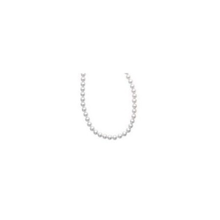 Collier de perles blanches femme, diamètre 6 mm - Mallina - Lyn&Or Bijoux