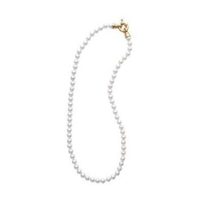 Collier femme, perles blanches 6 mm et plaqué or, bijou de mariage - Lyn&Or Bijoux