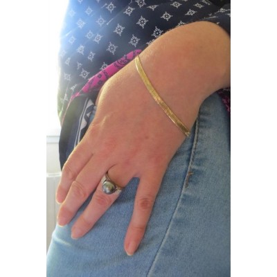 Bracelet femme plaqué or, Maille Serpent plat 4 mm - Lyn&Or Bijoux