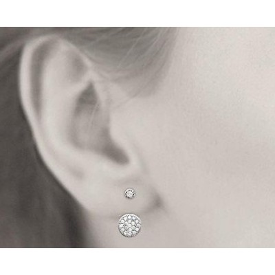 Boucles, lobes d'oreille en argent rhodié et zircon pour femme, Dina - Lyn&Or Bijoux