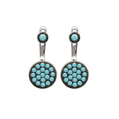 Lobes d'oreille en argent et turquoise synthétique - Dina - Lyn&Or Bijoux