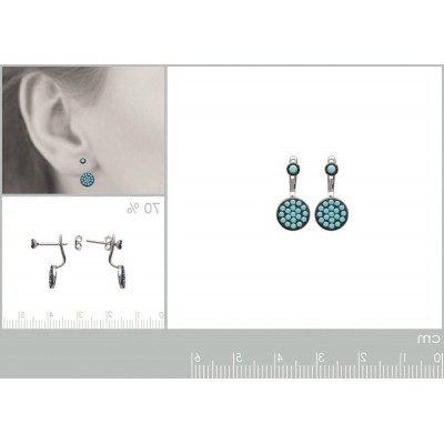 Lobes d'oreille en argent et turquoise synthétique pour femme, Dina - Lyn&Or Bijoux