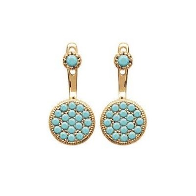 Lobes d'oreille en plaqué or et turquoise synthétique pour femme - Dina - Lyn&Or Bijoux