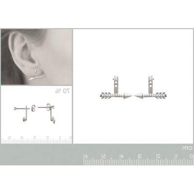 Lobes d'oreille en argent rhodié et zircon pour femme, Flèche - Lyn&Or Bijoux