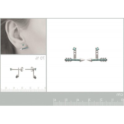 Lobes d'oreille en argent et turquoise synthétique pour femme, Flèche - Lyn&Or Bijoux