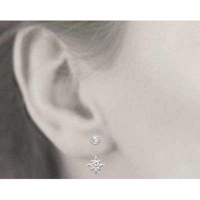 Boucles, lobes d'oreille en argent rhodié et zircon pour femme, Estrella - Lyn&Or Bijoux