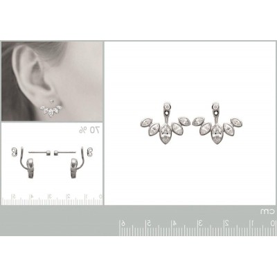 Boucles, lobes d'oreille en argent rhodié et zircon pour femme, Ysena - Lyn&Or Bijoux